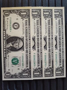 ((four CONSECUTIVE)) **STAR** $1 2017 FEDERAL RESERVE NOTE - Picture 1 of 2