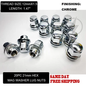 20 OEM Factory Lug Nuts Chrome For Toyota Lexus 12x1.5 Fits Mag/Flat Seat Wheel - Picture 1 of 6