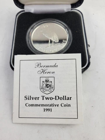 1991 Bermuda Silver 2 Dollars  Yellow Crowned Night Heron Cover
