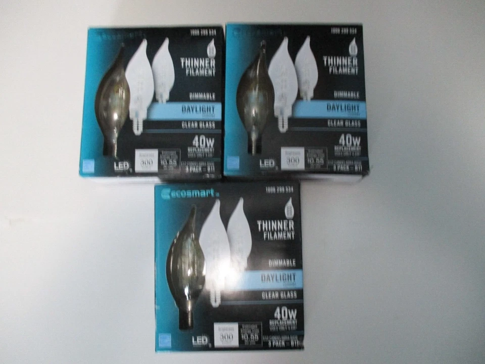 Ecosmart 9-Pack Dimmable Daylight Clear Glass 40w Replacement Candelabra Bulbs - Image 1 of 4