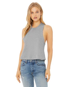 Bella + Canvas Ladies Racerback Cropped Raw Arm Hole Racerback Tank 6682 S-2XL - Picture 1 of 10