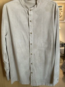 THEORY DESIGNER BEIGE SUEDE LEATHER SHIRT/JACKET - LARGE - Picture 1 of 12