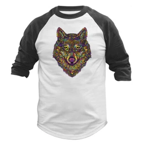 Colorido Wolf Wildlif Wilderness Animals Gráfico Mangas 3/4 Trapo - Imagen 1 de 10