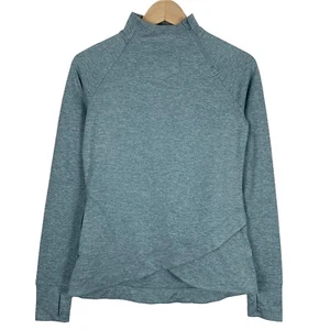 Sudadera Mondetta XS 1/4 Cremallera Cuello Simulado Azul Jaspeado Manga Larga Agujeros para los Pulgares - Imagen 1 de 6