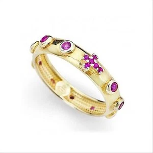 Anello Amen I Rosari Arogr In Argento 925 Colore Oro Con Cristalli Fucsia Misura - Bild 1 von 3