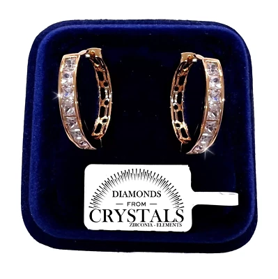 Cerchi Orecchini 24mm pl. oro Giallo 18K con Cristalli Zirconi  Uomo Donna 03/8 - Immagine 1 di 4