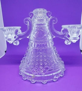 Vintage 2 arm candle holder electric table lamp pressed glass READ - Picture 1 of 6