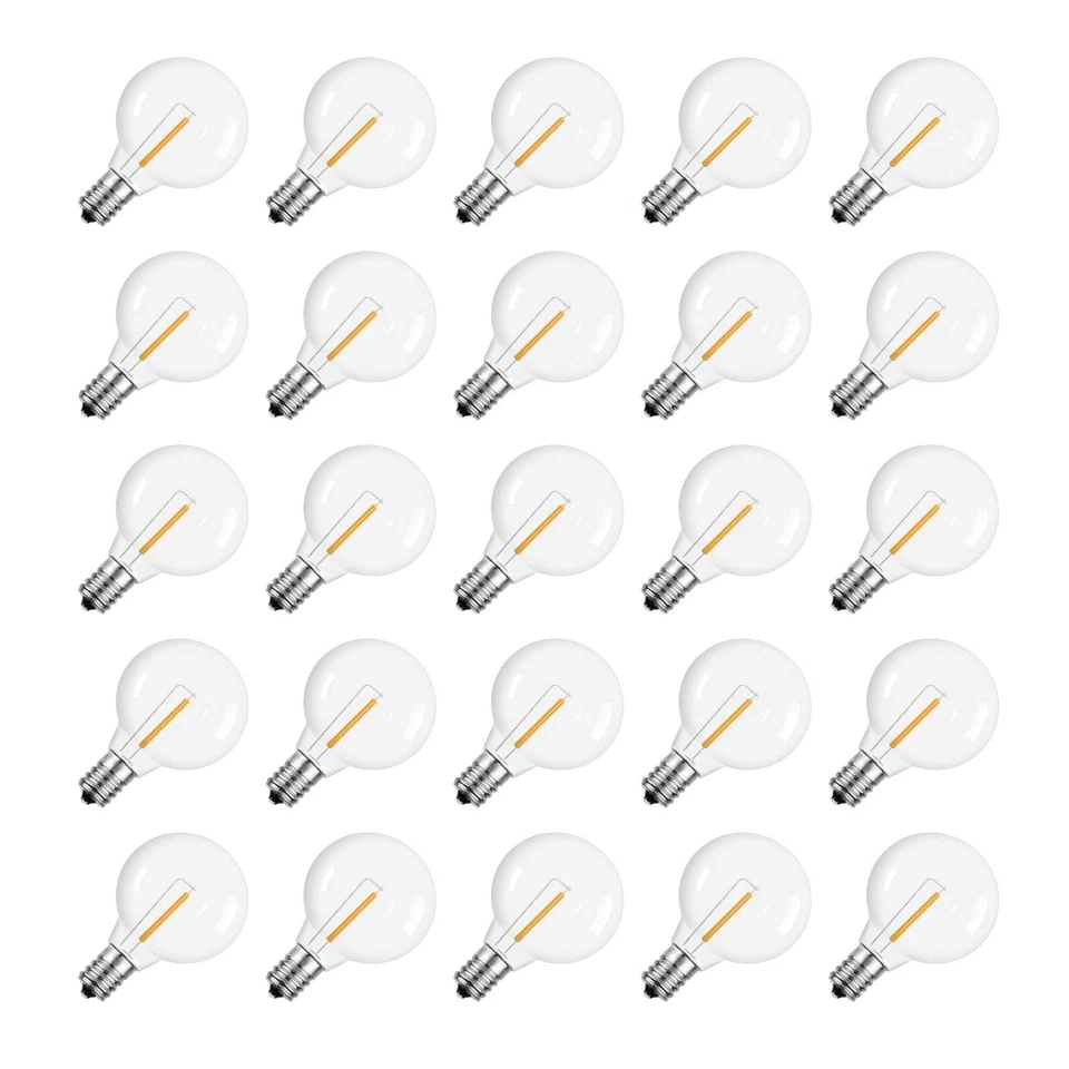 G40 1.57 Inch LED Replacement Bulbs, E12 Screw Base, 25-Pack, Warm White - Image 1 of 4