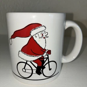 Vintage 1970’s Waechtersbach W. Germany Santa Bicycle Ceramic Christmas Cup Mug - Picture 1 of 8