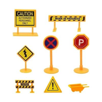 Safe Plastic City Traffic Signs 8Pcs for Doll House Scene Building Craft Supply - Image 1 of 4