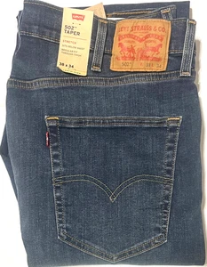 NWT MEN LEVI’S FLEX 502 053 TAPER STRETCH SET BELOW WAIST BLUE JEANS PANT - Picture 1 of 5