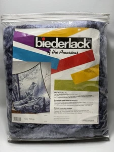 Vintage NOS Grey Wolves Biederlack Of The Americas Throw Blanket In Original Bag - Picture 1 of 9