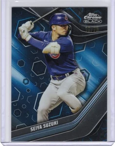 2023 Topps Chrome Black Seiya Suzuki True Blue Refractor 10/75 #6 Chicago Cubs - Picture 1 of 2