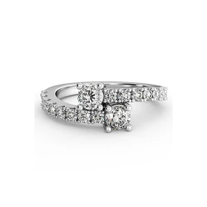 Anillo clásico de dos piedras de oro blanco con diamantes naturales redondos de 2,73 quilates E SI2 - Imagen 1 de 20