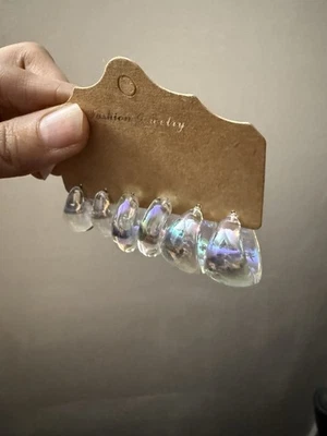 Lote Pendientes Retro Transparentes Acrílico Lucita Holográficos Aros Iridiscentes Holográficos Foto 1 de 4