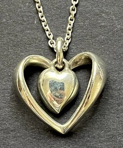 GEORG JENSEN Heart Shape Silver Pendant Necklace 925 18in Regitze Overgaard - Bild 1 von 6