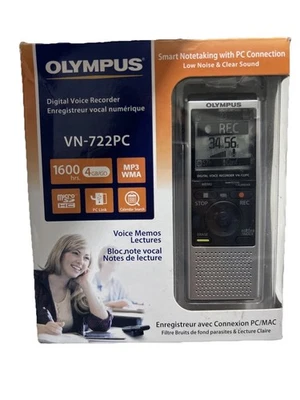 Olympus VN-722PC Digital Voice Recorder MP3 1600 Hours Recording Time - Image 1 of 4