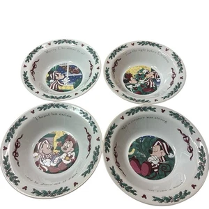 4er Set Mickey Mouse Disney 9 1/4" Suppenschüsseln Twas The Night Before Christmas - Bild 1 von 12