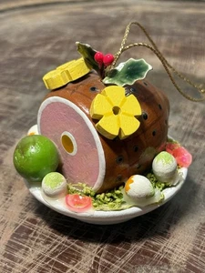 Vintage Kurt Adler Holiday Prosciutto Cibo Decorazione Natalizia in Legno Difficile da Trovare - Foto 1 di 7