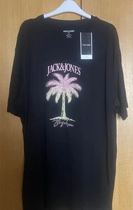 Camiseta de algodón suave cuello redondo con motivo negro "JACK & JONES" para hombre talla 1XL 48" NUEVA CON ETIQUETAS - Imagen 1 de 8