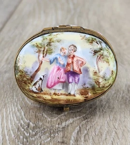 Antike Capodimonte Porzellan Pillendose Italienisch Handbemalt Schmuckdose Paar - Bild 1 von 9