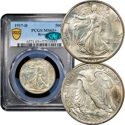 1917-D Reverse Walking Liberty Half Dollar 50c PCGS MS65+ CAC - Image 1 of 4