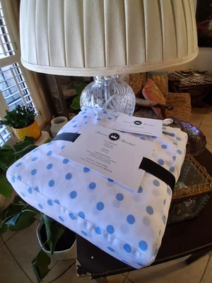 Juego de sábanas Patricia Altschul 300 TC festoneadas 100 % algodón KING BLUE POLKA DOT Foto 1 de 4