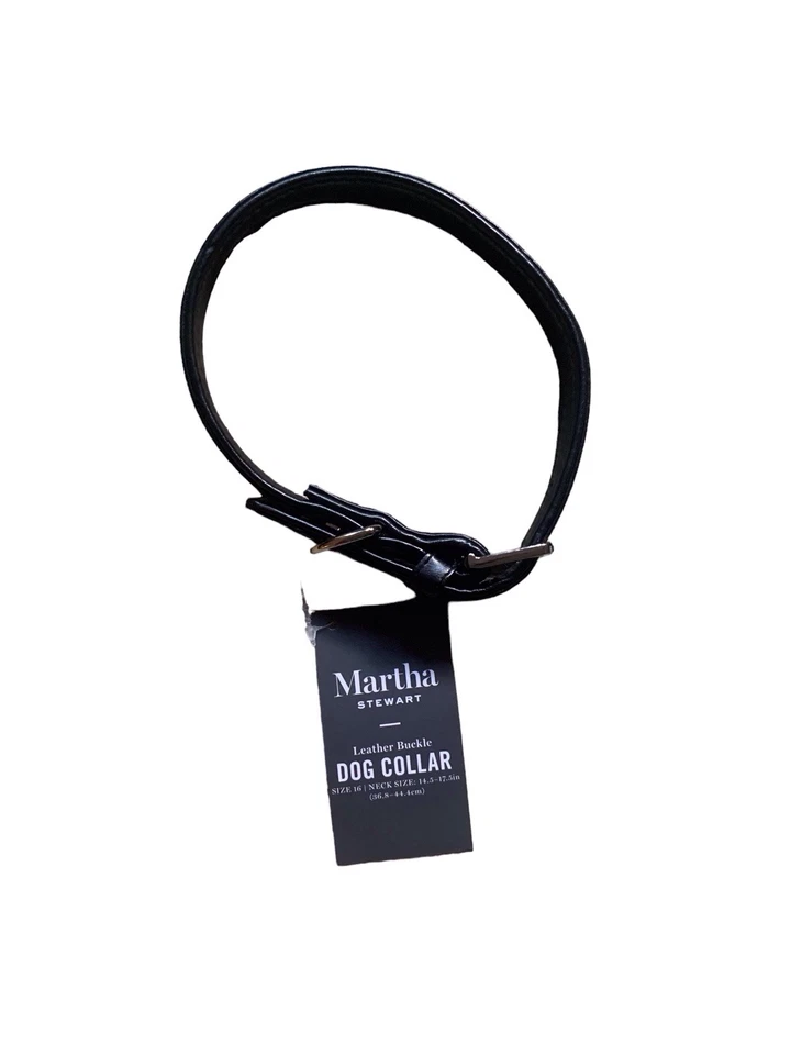 MARTHA STEWART VEGAN LEATHER DOG COLLAR COLOR BLACK SIZE 16/M - Image 1 of 4