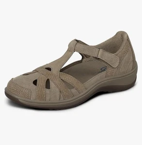 Orthofeet Damen orthopädische Leder Juno geschlossene Zehe Sandalen beige Größe 10,5 X-WEITE - Bild 1 von 9