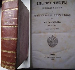 STORIA ITALIA RACC. LEGGI 1852 AUSTRIA LOMBARDO VENETO - Picture 1 of 1