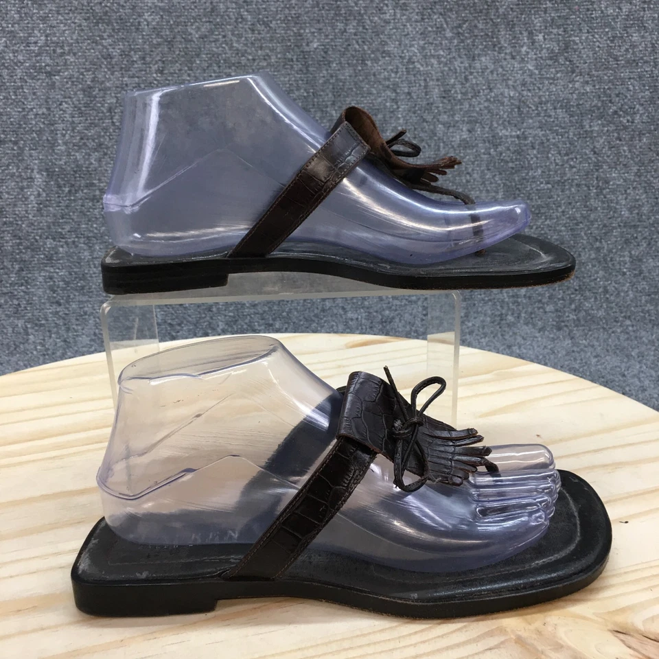 Sandalias planas Lauren Ralph Lauren para mujer 7 B Kiltie sin cordones de cuero marrón Foto 1 de 4