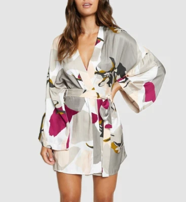 Hanro Phila Printed Kimono Robe Size Medium MSRP $268 - Image 1 of 2