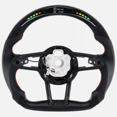 Volante LED de fibra de carbono negro para Audi TT & TTRS y R8 2016 2017 - 2023 Foto 1 de 4