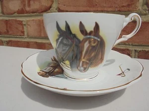 Vintage Regency English Bone China Horse Theme Cup & Saucer Set - Picture 1 of 9