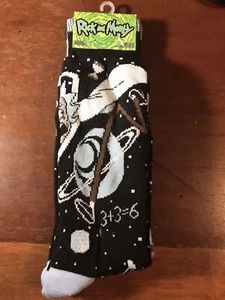 Rick and Morty 2 Pair Crew Socks-Mens 2 PACK NEW /w Tags Adult Swim HYP - Picture 1 of 3