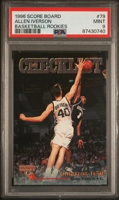 PSA 9 MINT 1996-97 Score Board Allen Iverson Basketball Rookies Rookie Card - Image 1 of 2
