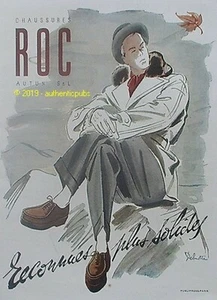REKLAME ROC FESTE SCHUHE HERBST SIGNIERT DELMOTTE VON 1946 FRANZÖSISCH AD PUB - Bild 1 von 1