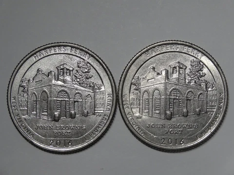 2x 2016 West Virginia Harpers Ferry Quarter Reverse Strike Through Grease Error Cover