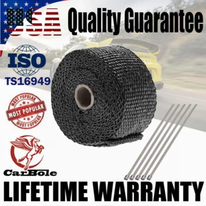 Exhaust Wrap 2" x 16' Roll For Motorcycle Fiberglass Heat Shield Tape W/ 5 Ties - Picture 1 of 9