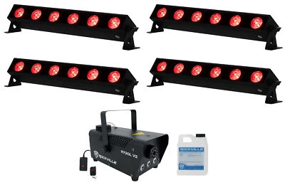 (4) American DJ ADJ UBL6H IP20 Led RGBAL DMX Wash Strip Light Bars+Fog Machine - Image 1 of 4