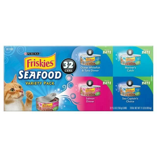 Purina 45435 5.5oz. Friskies Seafood Adult Wet Cat Food - Pack of 32