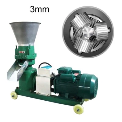 Máquina de molino de pellets de alimentación animal de 3 mm Rodillo de compresión de 3 cabezales Salida 200 kg/h Foto 1 de 4