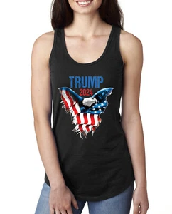 American Eagle Flag Trump 2024 Political Ladies Racerback Tank Top - Picture 1 of 10