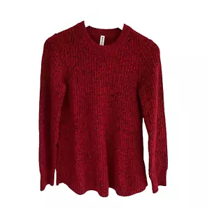 Athleta Sierra Rundhalspullover Gr. XS rot schwarz gesprenkelt Wollmischung gerippt - Bild 1 von 6