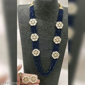 Bollywood Boda Cristal ÉtnicoPerla Novia Larga Rani Haar Collar Set Joyería - Imagen 1 de 6