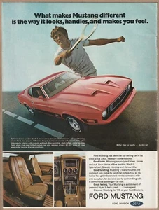 1973 Ford Mustang Vintage Printanzeige Topseller Auto Sportlich und Elegant Tennis - Bild 1 von 2