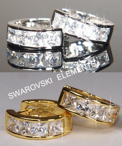18K Yellow / White Gold Filled made with Swarovski Crystal Earrings Xmas A/4414g - Picture 1 of 54
