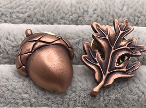 Tree Theme Copper Color Lapel Pins ACORN & OAK LEAF