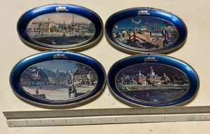 4 bandejas metálicas Epcot 1982 Disney World Showcase Francia/Alemania/Japón/American Adv - Imagen 1 de 10