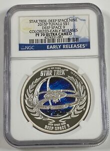 2015-P Tuvalu 1 oz Star Deep Space Nine 9 Colorized Silver Coin NGC PF70UC, ER